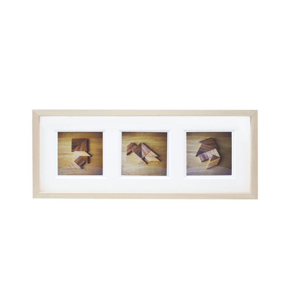 Cornice artigianale in tiglio per Trittico - Passepartout formato Polaroid  600