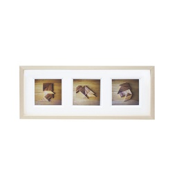 [CORNTRIS_QUADRA] Cornice artigianale in tiglio per Trittico -  Passepartout formato Polaroid 600